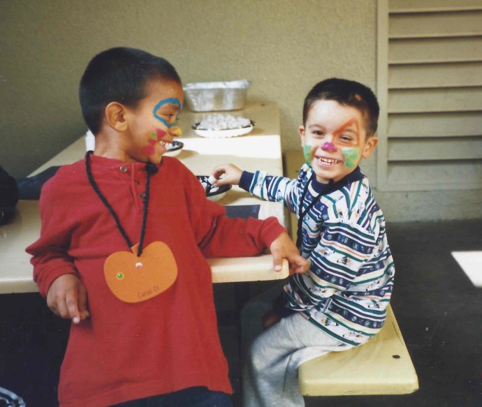 Carlos at school (sitting) - around the time when I first met him.